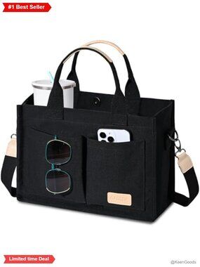 Canvas Tote Bag Crossbody Satchel Top Handle Purse Pockets Laptop Work Travel